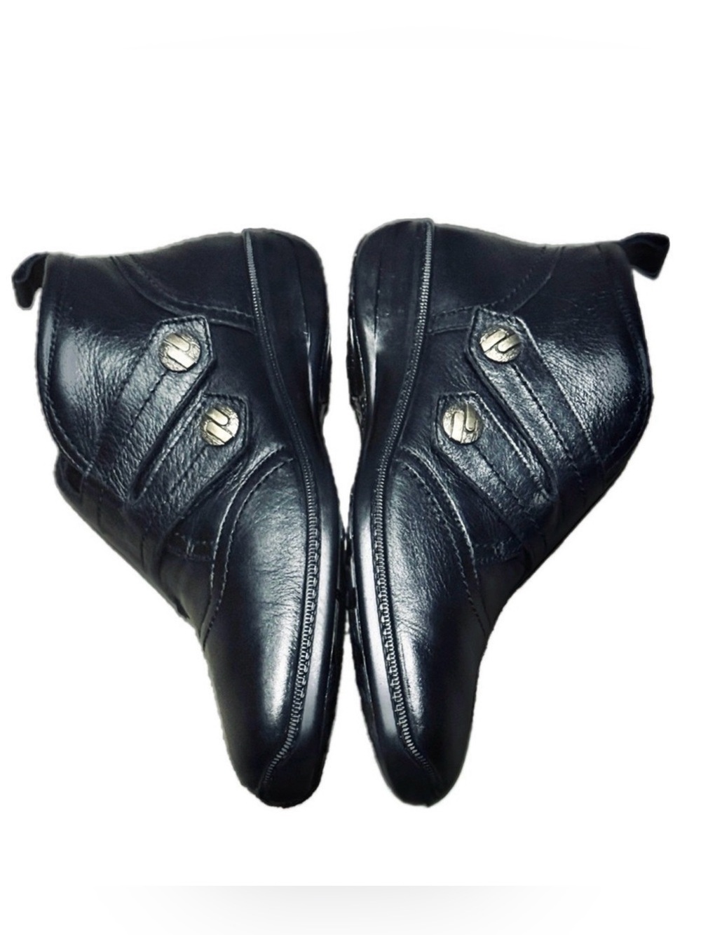 👟🐎 HOTTER England‎ Nancy Black High Top Leather Comfort Shoes l US Women's 5.5